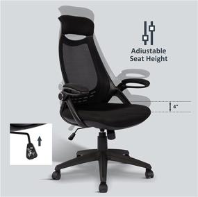 img 1 attached to 🪑 Hylone Ergonomic Office Desk Chair: Swivel Mesh Computer Chair with Headrest and Flip-up Arms, High-Back Executive Chair (Black)