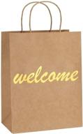 🛍️ bagdream bulk brown kraft paper welcome gift bags with handles 25pcs 8x4.25x10.5 inches – ideal for packaging, retail, weddings, parties, crafts, recycled materials – shopping, gifts, goody, and merchandise bags logo