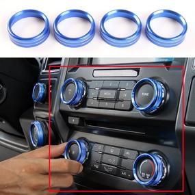 img 4 attached to 🚙 Ford F150 XLT 2016 2017 2018 Blue Aluminum Alloy Interior Air Conditioner Switch Knob Ring Cover Trim