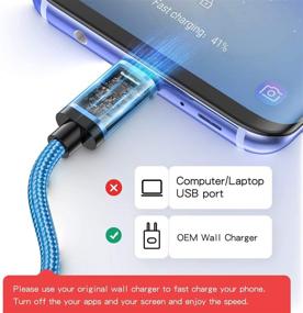 img 3 attached to Benicabe USB Type C Cable Fast Charging [2-Pack 3FT] - Samsung Galaxy Charger for Galaxy S10, S8, S9, S10e: Adaptive USB C Charging Cable for Galaxy S10, S9, S8, S20 Plus, Note 8, 9, 10, 20 (Coral Blue)