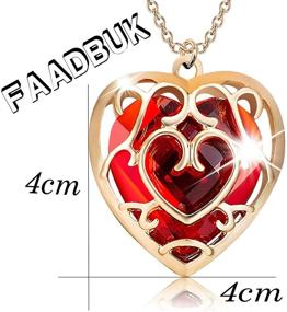 img 3 attached to FAADBUK Cosplay Jewelry: Skyward Sword Heart Sapphire Ruby Necklace - A Perfect Gamer Fan Gift for Women and Girls