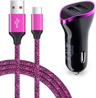 andhot 2.4a dual port usb car charger adapter + 6ft usb type c cable - fast charging power cord for lg 🔌 stylo 4/5/6, g9, g8, g7 thinq q7 plus, samsung s21, s20, a10e, a20, a51, a01, oneplus 9, 8, 7, 6t, moto g8, g7, z4 logo