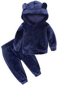 img 4 attached to Stylish Velvet Girls' Hooded Tracksuit Sweatshirt and Sweatpants: Perfect for Active Wear
