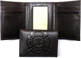 img 3 attached to 👨 Stylish and Functional: Firefighter Embossed Trifold Wallet in Brown"