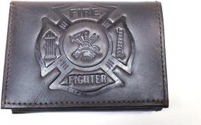 img 1 attached to 👨 Stylish and Functional: Firefighter Embossed Trifold Wallet in Brown"