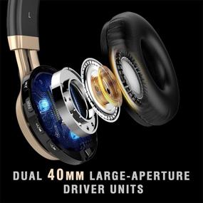 img 2 attached to 🎧 Baseman Wireless Bluetooth Headphones with Microphone, On-Ear Lightweight Foldable Wired Headphones, Hi-Fi Stereo Earphones, Deep Bass Over-Ear Headphone for Music, Computer, Laptop, TV, PC, Kids - Black Gold