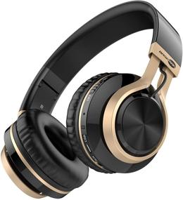 img 4 attached to 🎧 Baseman Wireless Bluetooth Headphones with Microphone, On-Ear Lightweight Foldable Wired Headphones, Hi-Fi Stereo Earphones, Deep Bass Over-Ear Headphone for Music, Computer, Laptop, TV, PC, Kids - Black Gold