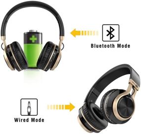 img 1 attached to 🎧 Baseman Wireless Bluetooth Headphones with Microphone, On-Ear Lightweight Foldable Wired Headphones, Hi-Fi Stereo Earphones, Deep Bass Over-Ear Headphone for Music, Computer, Laptop, TV, PC, Kids - Black Gold