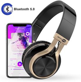 img 3 attached to 🎧 Baseman Wireless Bluetooth Headphones with Microphone, On-Ear Lightweight Foldable Wired Headphones, Hi-Fi Stereo Earphones, Deep Bass Over-Ear Headphone for Music, Computer, Laptop, TV, PC, Kids - Black Gold