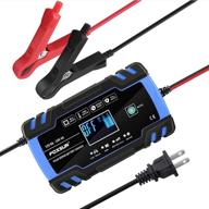 🔋 foxsur car battery charger: 12v/24v 8amp intelligent automatic battery charger with lcd screen, 6 charging modes, and 3-stage charging - suitable for multiple battery types (blue) logo