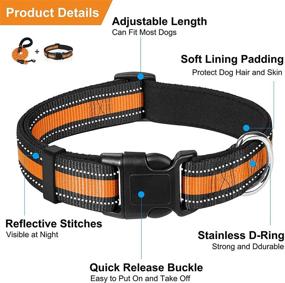 img 2 attached to 🐾 Adjustable Nylon Reflective Dog Collar and Leash Set, Breathable Collar with Soft Foam Handle - Suitable for Small, Medium, and Large Dogs