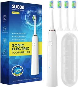 img 4 attached to 🦷 Slicoo Electric Toothbrush for Adults: Sonic Toothbrush with Advanced Brushless Motor, Smart Timer, 4 Dupont Brush Heads, and 2 Cleaning Modes – Achieve Superior Oral Hygiene for up to 40 Days!