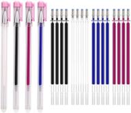 🖋 aiex heat erasable pens - 4 colors with pink caps & 20 refills - ideal for quilting, sewing, dressmaking, fabric marking, tailors sewing logo