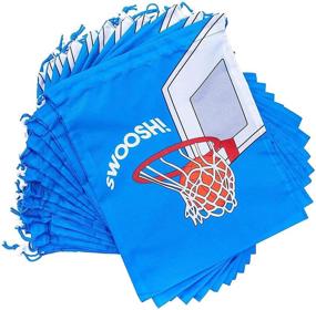 img 4 attached to Сумки-подарки с затяжкой в стиле баскетбольной вечеринки (12 x 10 дюймов, упаковка из 12 штук)