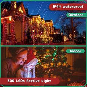 img 2 attached to 🎄 Bexdir Christmas Lights: 76 FT 300 LED String Lights for Outdoor/Indoor Decorations, 8 Modes, Waterproof & Dimmable - Multi-Color