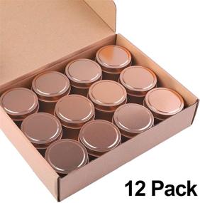 img 2 attached to 🕯️ Aneco Rose Gold Candle Tin Set: 12 Pieces, 4 Ounce Candle Jars with Lids for Crafts, Storage & More