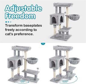 img 3 attached to 🐱 Dooradar Indoor Cat Tree Tower, Adjustable 38" Cat Furniture with Condo, Scratching Posts and Perch, Multi-Level Modern Kitty Stand Post for Kittens to Play, Rest, and Climb