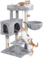 🐱 dooradar indoor cat tree tower, adjustable 38" cat furniture with condo, scratching posts and perch, multi-level modern kitty stand post for kittens to play, rest, and climb logo