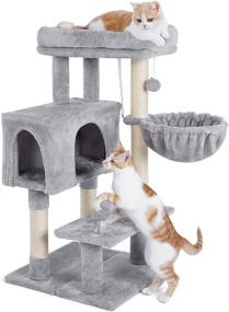 img 4 attached to 🐱 Dooradar Indoor Cat Tree Tower, Adjustable 38" Cat Furniture with Condo, Scratching Posts and Perch, Multi-Level Modern Kitty Stand Post for Kittens to Play, Rest, and Climb