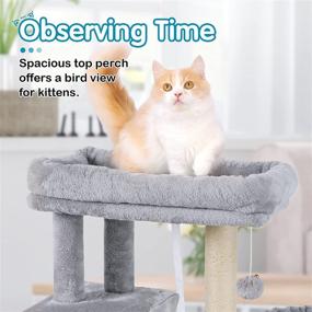 img 2 attached to 🐱 Dooradar Indoor Cat Tree Tower, Adjustable 38" Cat Furniture with Condo, Scratching Posts and Perch, Multi-Level Modern Kitty Stand Post for Kittens to Play, Rest, and Climb