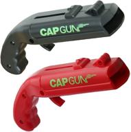 🍾 ultimate cap gun bottle opener: fun launcher shooter for creative games, family party, bar, outdoor barbecue - black & red plastic. логотип