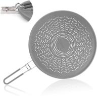 🍳 multi-purpose 13” silicone splatter screen pan cover: handle, insulation mat, strainer, drain board & oil splash guard for frying pan logo