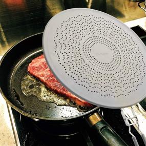 img 3 attached to 🍳 Multi-Purpose 13” Silicone Splatter Screen Pan Cover: Handle, Insulation Mat, Strainer, Drain Board & Oil Splash Guard for Frying Pan