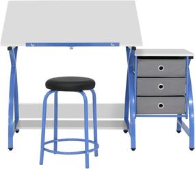 img 4 attached to 🎨 SD Studio Designs Comet Craft Table Set: Adjustable Top & Stool in Blue/White