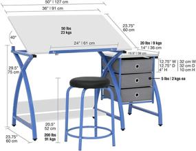 img 3 attached to 🎨 SD Studio Designs Comet Craft Table Set: Adjustable Top & Stool in Blue/White