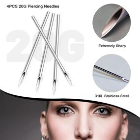 img 1 attached to Unihubys 16Pcs Professional Nose Piercing Kit - 20G Nose Rings 👃 Studs, Needles, Clamps, Gloves, Stainless Steel Body Jewelry for Men and Women