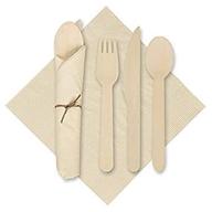 🍽️ hoffmaster-120030 6x6 caterwrap pre-rolled kraft napkins with wooden cutlery, 100 count logo