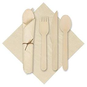 img 3 attached to 🍽️ Hoffmaster-120030 6x6 CaterWrap Pre-Rolled Kraft Napkins with Wooden Cutlery, 100 Count