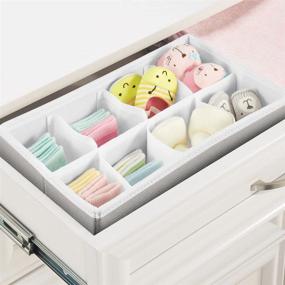 img 2 attached to 👶 mDesign Soft Fabric Dresser Drawer and Closet Storage Organizer Set for Child/Baby Room or Nursery - 5-Piece Set in Light Gray/White