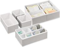 👶 mdesign soft fabric dresser drawer and closet storage organizer set for child/baby room or nursery - 5-piece set in light gray/white logo