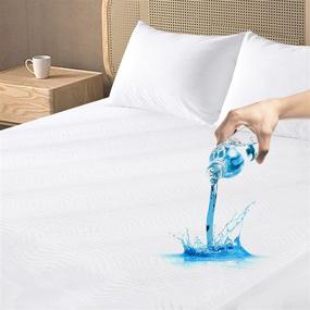 img 4 attached to 🛏️ Premium 3D Air Fabric Breathable Noiseless Queen Size Waterproof Mattress Protector - Washable Mattress Pad, Vinyl-Free, Soft Mattress Cover