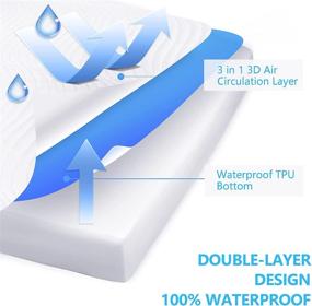 img 3 attached to 🛏️ Premium 3D Air Fabric Breathable Noiseless Queen Size Waterproof Mattress Protector - Washable Mattress Pad, Vinyl-Free, Soft Mattress Cover