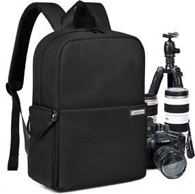 img 4 attached to 🎒 Waterproof DSLR Camera Backpack with Side Access & Laptop Compartment - Ideal for Canon, Nikon, Sony Cameras & Accessories (Black-Large)