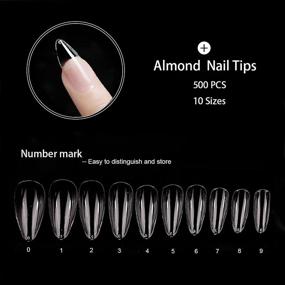 img 1 attached to Clear Full Cover Almond Shaped Acrylic Nail Tips - 500pcs False Nails Tips with Case for DIY Nail Art, Available in 10 Sizes