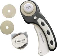 fabric rotary cutter - 45mm vinyl and fabric cutter with safety lock and scissors - sewing supplies for right and left-handed users - includes 2 replacement blades logo