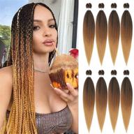 👱 beyond beauty braiding hair: 26 inch pre-stretched ombre yaki texture synthetic fiber braid extensions - hot water set, itch free - 8 packs (1b-30-27) logo