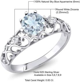 img 1 attached to Round Aquamarine Sterling Silver Womens