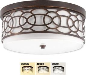 img 3 attached to 💡 Modern Drum Shade Flush Mount Ceiling Light with Dimmable LED Bulbs - Perfect for Bedroom, Dining Room, Hallway, and Living Room Décor