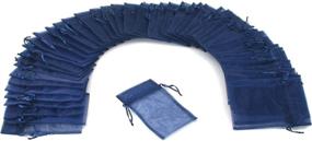 img 1 attached to 🎁 Navy Blue 4x5" Organza Drawstring Gift Bag for Jewelry