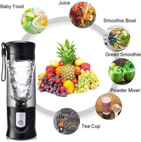 img 2 attached to 🍹 USB Electric Safety Juicer Cup: Portable Rechargeable Blender for Fruit Juice, Smoothies, and Crushed Ice – 420-530ml Water Bottle in Black