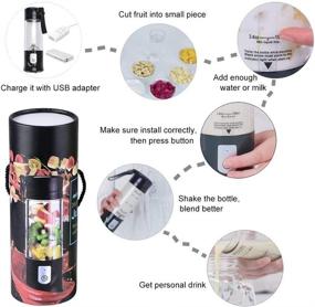 img 1 attached to 🍹 USB Electric Safety Juicer Cup: Portable Rechargeable Blender for Fruit Juice, Smoothies, and Crushed Ice – 420-530ml Water Bottle in Black