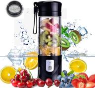 🍹 usb electric safety juicer cup: portable rechargeable blender for fruit juice, smoothies, and crushed ice – 420-530ml water bottle in black логотип