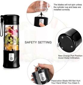 img 3 attached to 🍹 USB Electric Safety Juicer Cup: Portable Rechargeable Blender for Fruit Juice, Smoothies, and Crushed Ice – 420-530ml Water Bottle in Black