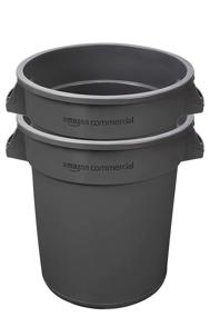 img 3 attached to 2-Pack of AmazonCommercial Heavy Duty Round Trash/Garbage Cans - 10 Gallon Capacity, Grey
