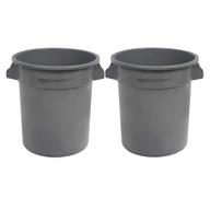 2-pack of amazoncommercial heavy duty round trash/garbage cans - 10 gallon capacity, grey logo