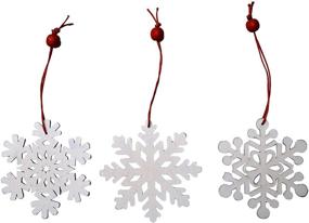 img 3 attached to ❄️ khevga 18 Wood Snowflake Christmas Tree Ornaments - White Snowflakes for Tree Decoration